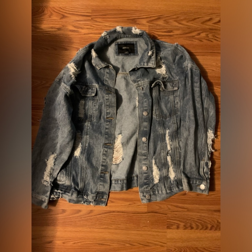Forever 21+ distressed jean jacket